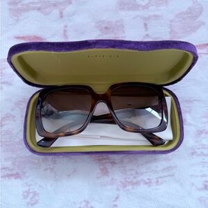 Gucci Tortoiseshell Sunglasses with Purple Case